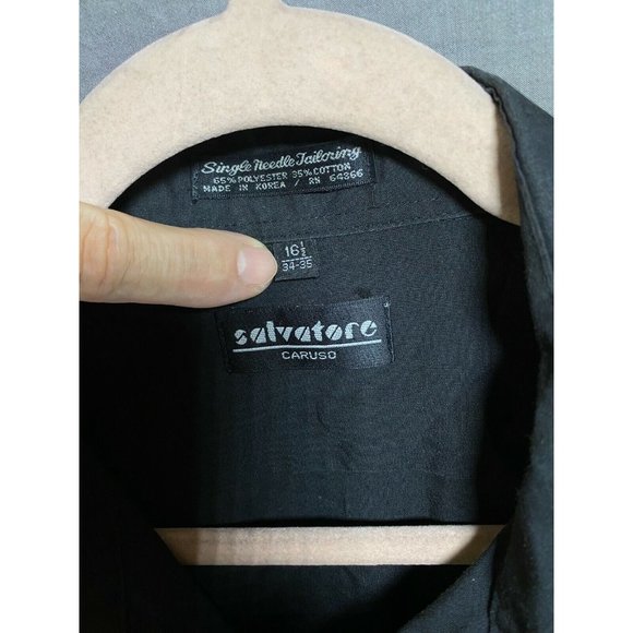 Salvatore Caruso Button Up Shirt Adult L 16 1/2 34-35 Black Long Sleeve Mens. - Picture 4 of 8